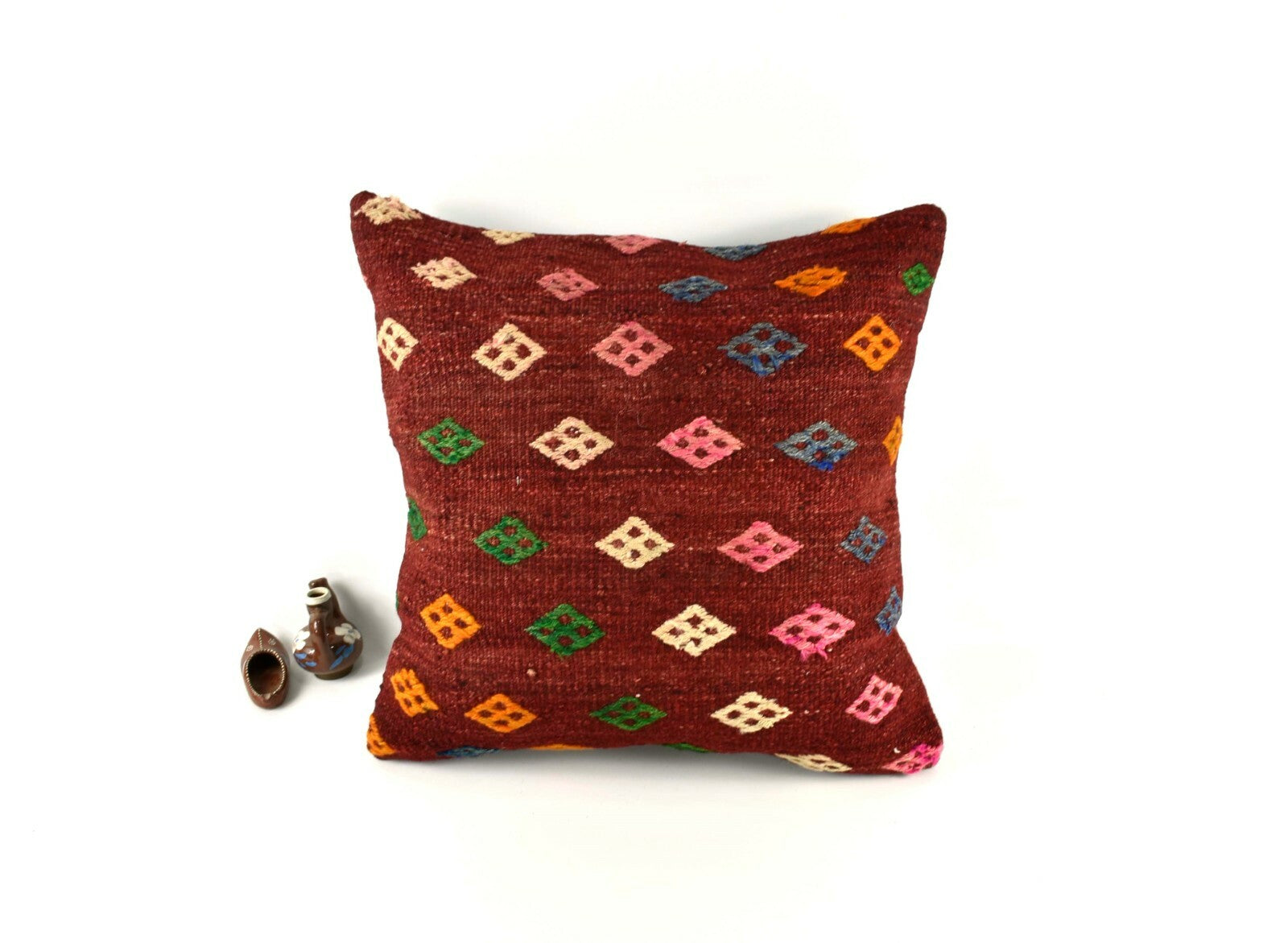 Oushak Kilim Pillow Cover 20x20 Handknotten Vintage Sofa Cushion Cover A2789