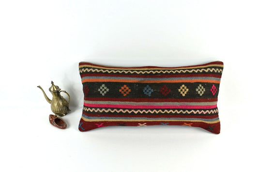 Home Decorative Handmade 12x24 Tribal Vintage Turkish Kilim Pillow Cover 3384