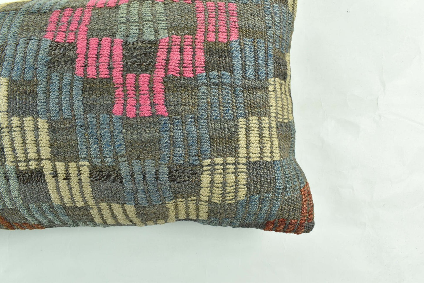 Kilim Pillow Cover 12x20 Turkish Handmade Sofa Couch Floor Lumbar Cushion A1834