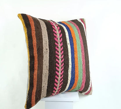 20x20 Kilim Pillow Cover Handmade Vintage Oushak Kilim Cushion Cover 2547