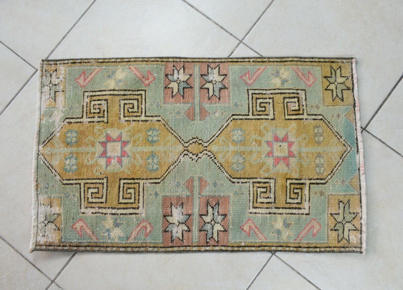 Turkish Runner 2.8x1.7 ft Mini Anatolian Rug Vintage Runner Turkish Runner Y108