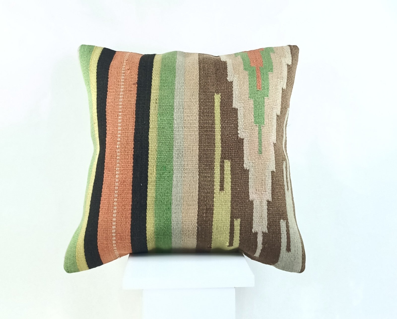 18"x18" Kilim Pillow Cover  Handmade Turkish Vintage Cushion Tribal Lumbar 2175
