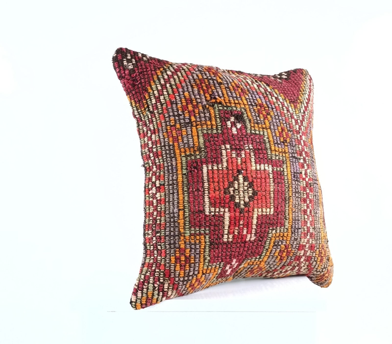 18"x18" Kilim Pillow Cover  Handmade Turkish Vintage Cushion Tribal Lumbar E1393