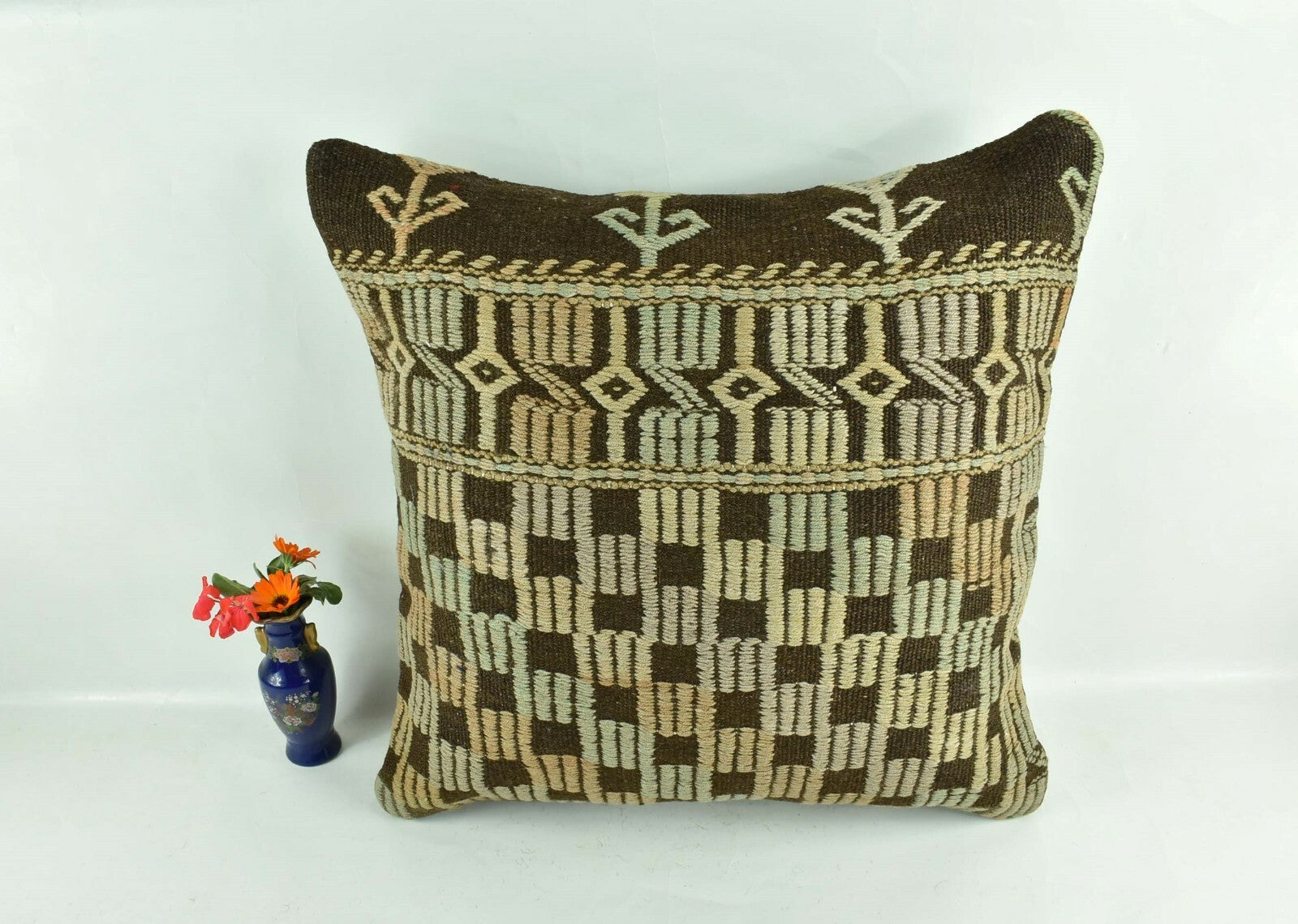 20x20 Kilim Pillow Cover Handmade Vintage Oushak Kilim Cushion Cover A1906