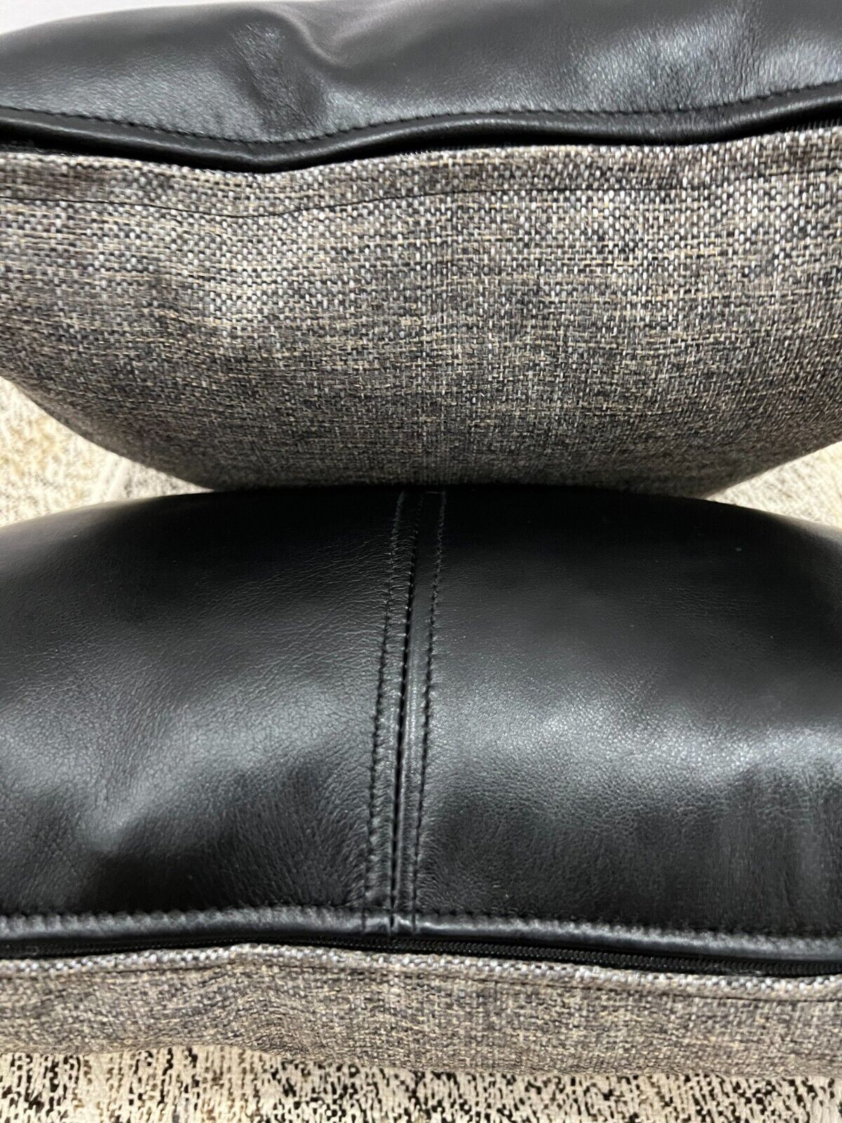 Genuine Leather Fabric Double Sided Pillow Cover Black Brown Lumbar Cushion Case