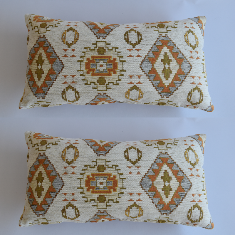 2 pcs/set Kilim Design Fabric Pillow Cover Handmade Ethnic Tribal Boho Lumbar