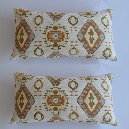 2 pcs/set Kilim Design Fabric Pillow Cover Handmade Ethnic Tribal Boho Lumbar