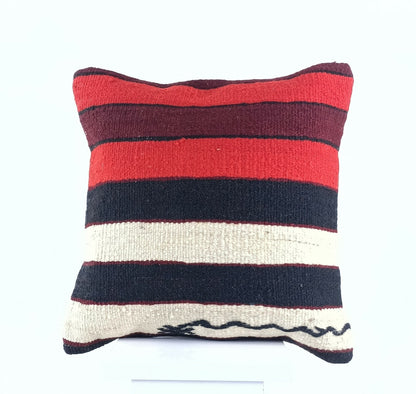  Turkish Kilim Pillow Cover 16x16 Home Decorative Wool Oushak Rug Cushion A521