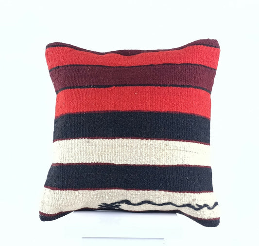  Turkish Kilim Pillow Cover 16x16 Home Decorative Wool Oushak Rug Cushion A521