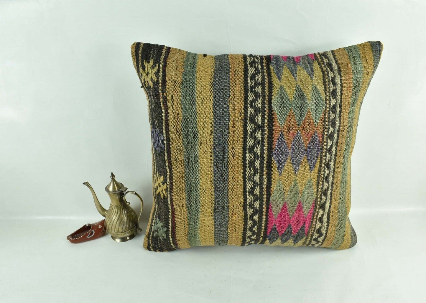 20x20 Kilim Pillow Cover Handmade Vintage Oushak Kilim Cushion Cover 2944