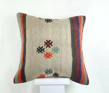 Kilim Pillow Cover 20x20 Home Decorative Handmade Ethnic Oushak Rug Pillow A1211