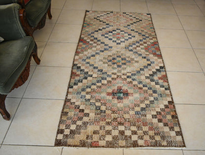 Oushak Runner 6.9x3 ft Handwoven Turkish Runner Vintage Runner Floor Runner R01