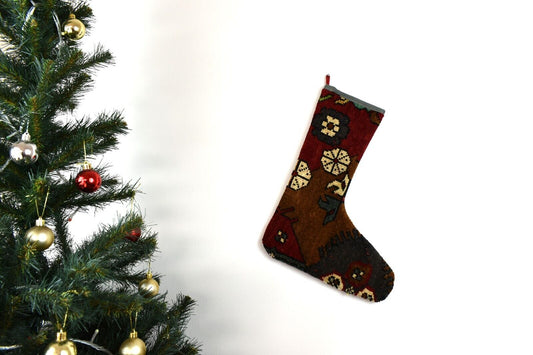 Kilim Christmas Stocking Vintage Rug Stocking Ethnic Decorative Xmas Socks S745