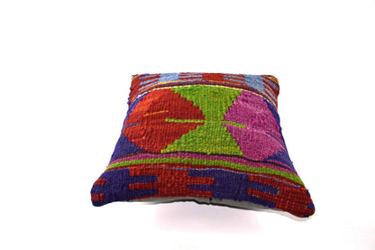 14"x14" Kilim Pillow Cover Handmade Turkish Tribal Ethnic Boho Rug Cushion 4254