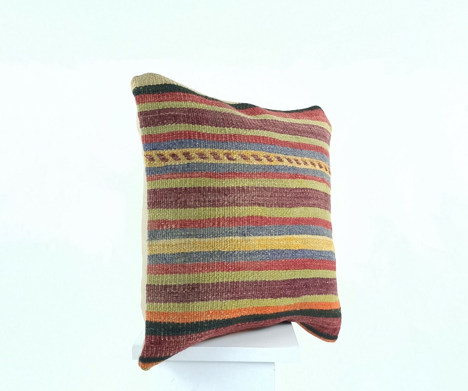 Oushak Kilim Pillow Cover 16x16 Handmade Anatolian Traditonal Wool Cushion A459