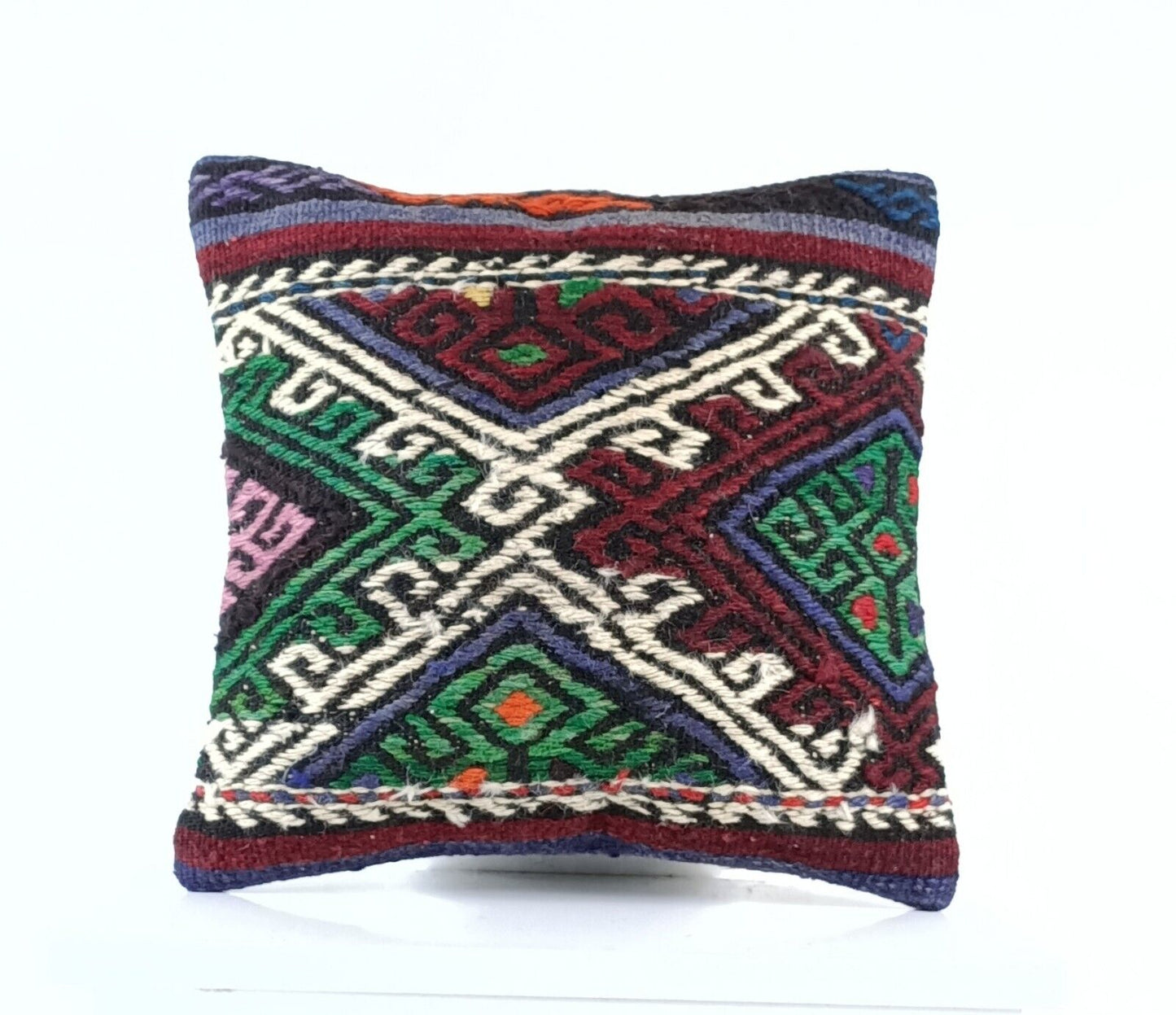 14"x14" Kilim Pillow Cover Handmade Turkish Tribal Ethnic Boho Rug Cushion E1294