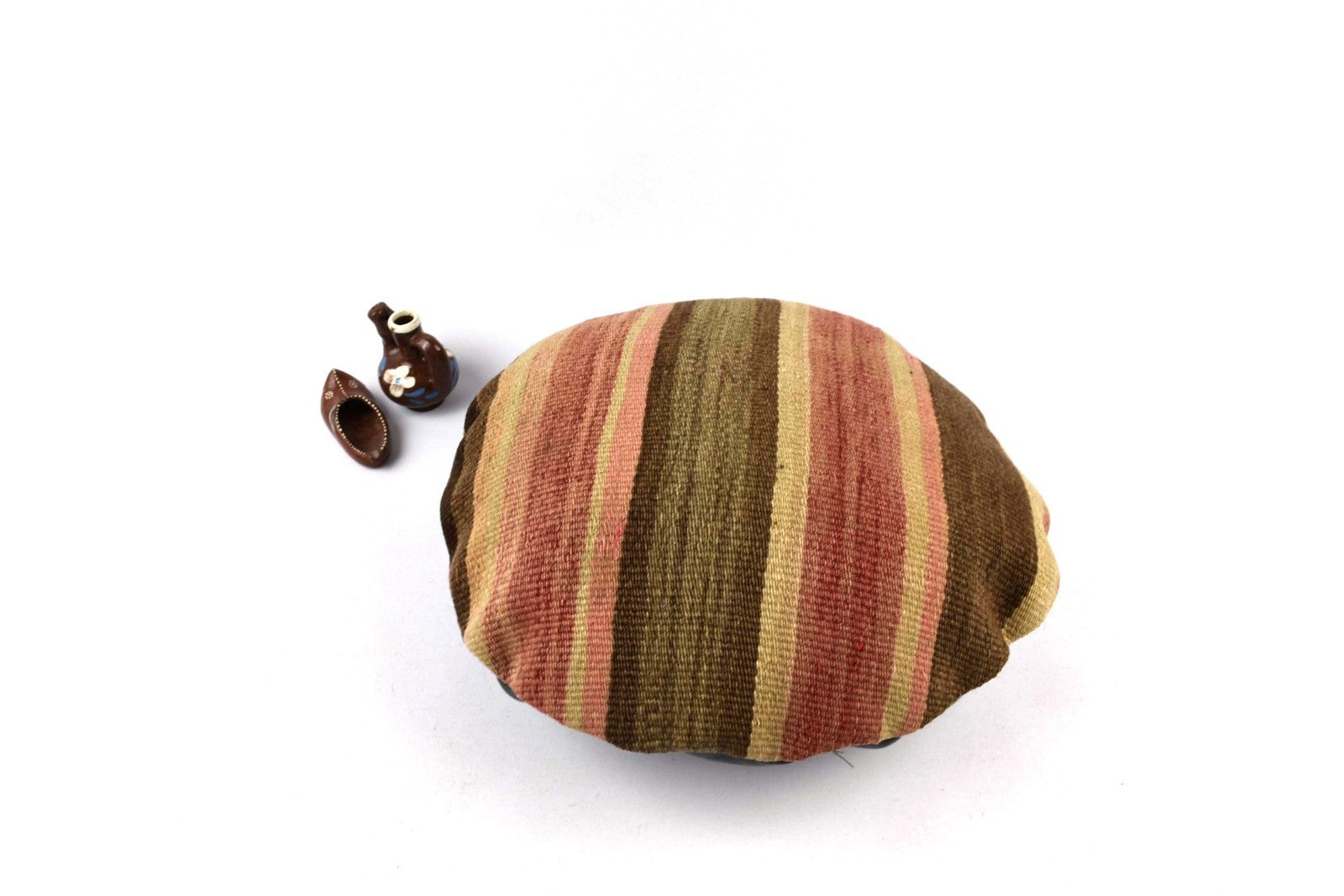 Kilim Round Pillow Cover 18" in Tribal Vintage Turkish Carpet Round Cushion 4946