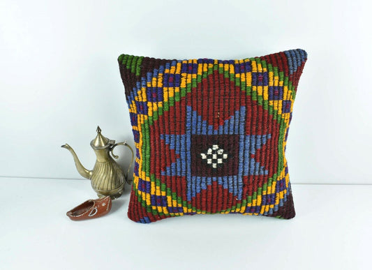 Kilim Pillow Cover 14x14 Vintage Home Decorative Sofa Couch Cushion A1736