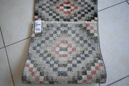 Small Turkish Runner 3.5x1.3 ft Vintage Oushak Rug Anatolian Rug Faded Rug Y05