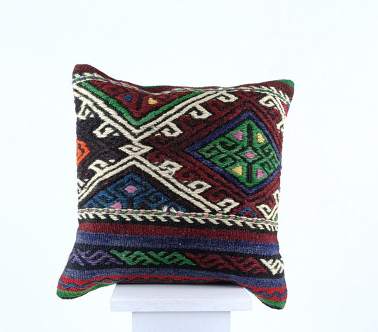 16x16 Ethnic Vintage Turkish Rug Pillow Cover Home Decorative Boho Cushion E871