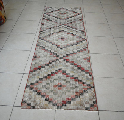 Vintage Runner 7.6x2.5 ft Oushak Runner Anatolian Rug Faded Turkish Runner R06