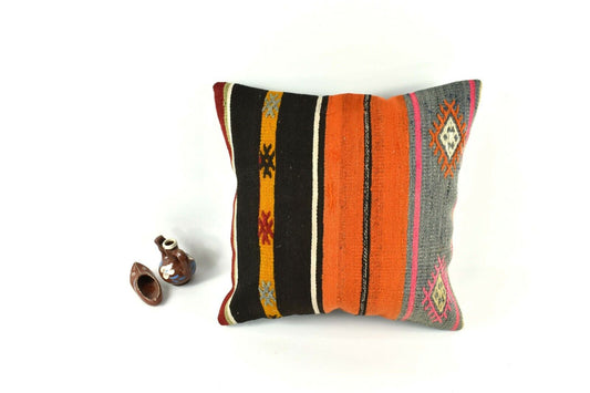 Kilim Pillow Cover 16x16 inch Handknotten Decorative Vintage Cushion Cover A2502