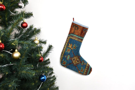 Kilim Christmas Stocking Vintage Rug Stocking Ethnic Decorative Xmas Socks S871