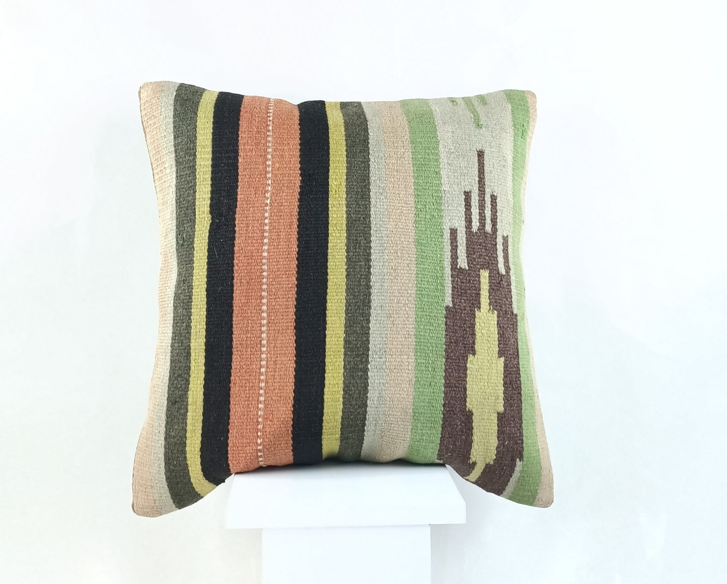 18"x18" Kilim Pillow Cover  Handmade Turkish Vintage Cushion Tribal Lumbar 2149