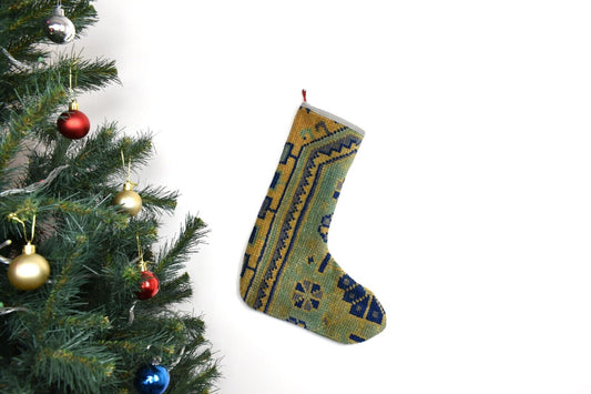 Kilim Christmas Stocking Vintage Rug Stocking Ethnic Decorative Xmas Socks S969