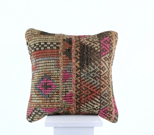 16x16 Ethnic Vintage Turkish Rug Pillow Cover Home Decorative Boho Cushion E868