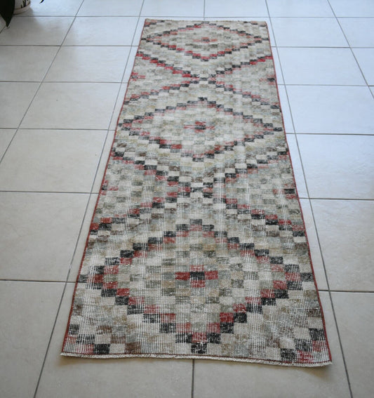 Vintage Runner 7.6x2.5 ft Oushak Runner Anatolian Rug Faded Turkish Runner R06