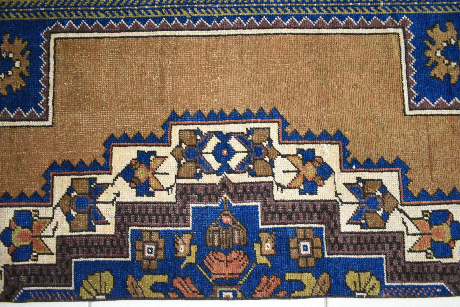 Vintage Runner 7.4x2 ft Oushak Runner Anatolian Rug Faded Turkish Runner R08