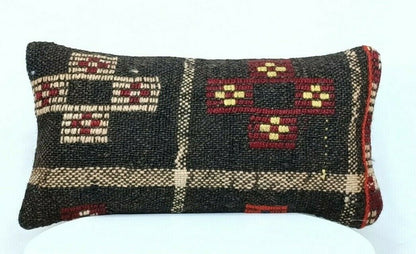 8x16 Handmade Turkish Kilim Pillow Cover Ethnic Tribal Kilim Lumbar Cushion E365