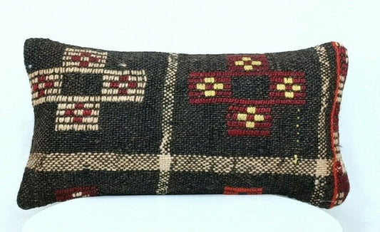 8x16 Handmade Turkish Kilim Pillow Cover Ethnic Tribal Kilim Lumbar Cushion E365