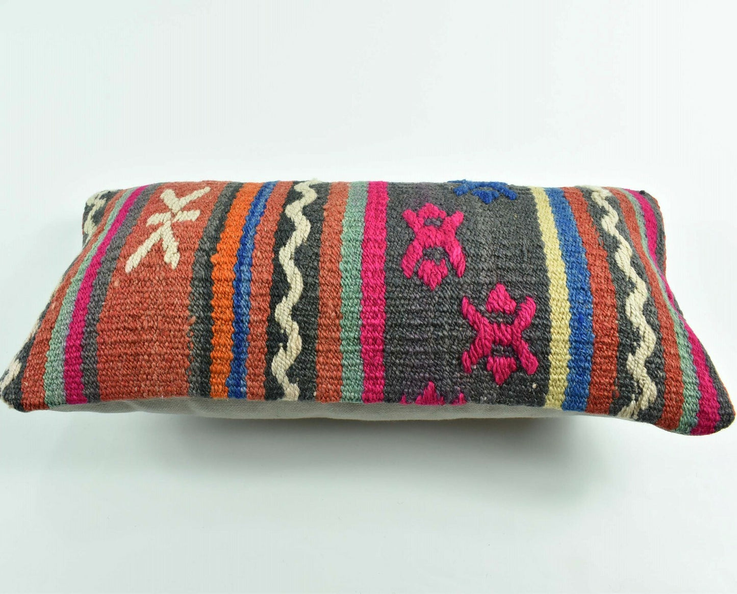 Kilim Pillow Cover 8x16 in Handmade Oriental Rug Tribal Ethnic Lumbar Case A1974