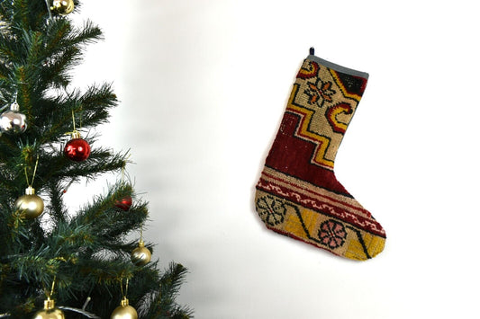 Kilim Christmas Stocking Vintage Rug Stocking Ethnic Decorative Xmas Socks S722