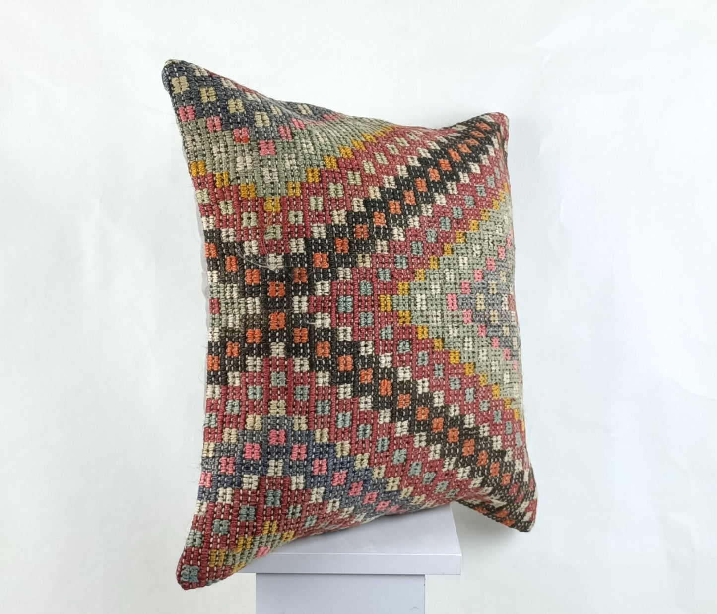 18"x18" Kilim Pillow Cover  Handmade Turkish Vintage Cushion Tribal Lumbar 2660