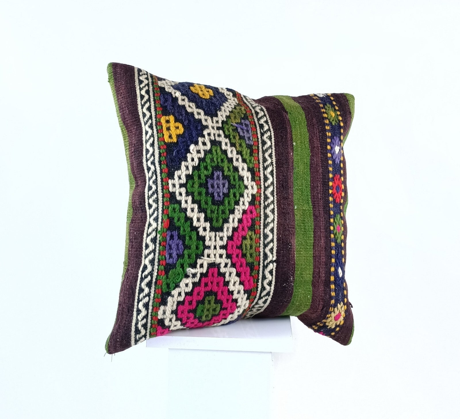 18"x18" Kilim Pillow Cover  Handmade Turkish Vintage Cushion Tribal Lumbar 1835