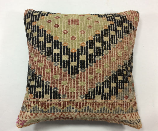 18"x18" Kilim Pillow Cover  Handmade Turkish Vintage Cushion Tribal Lumbar 1294