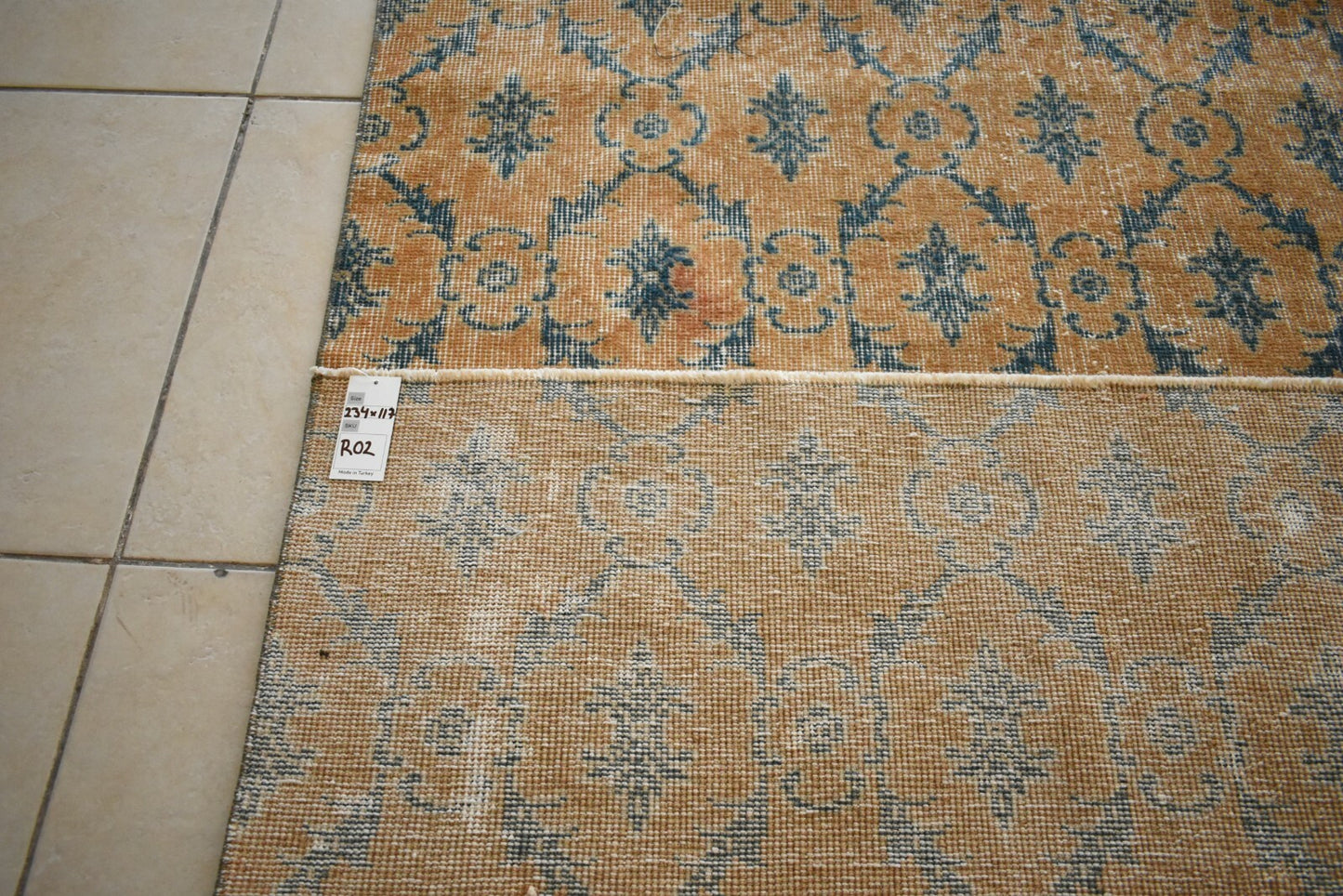 Oushak Runner 7.6x3.8 ft Handwoven Turkish Runner Vintage Runner Floor Rug R02