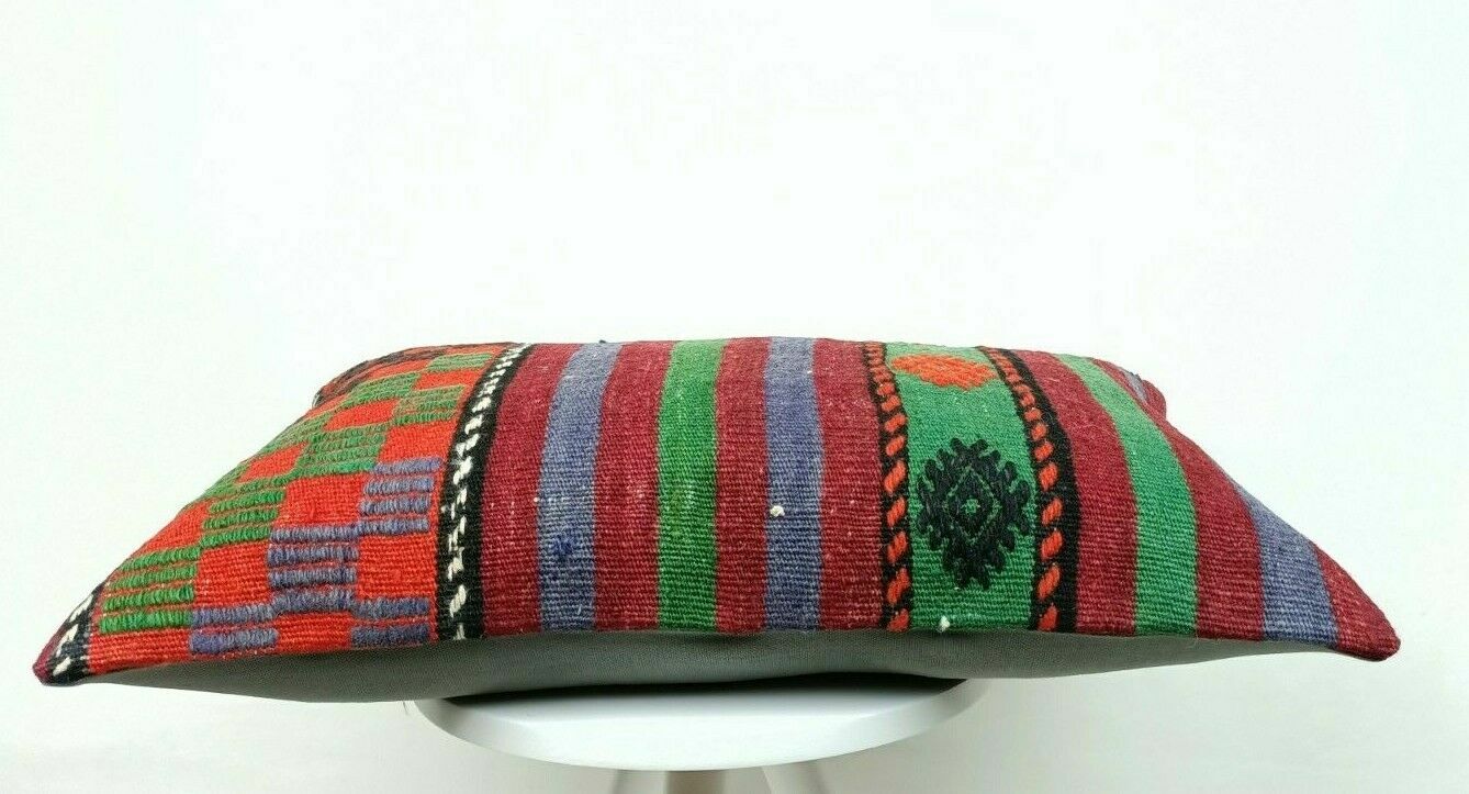 Kilim Lumbar Pillow Handknotted Oushak Rug Oriental Bohemian Ethinc Cushion E503