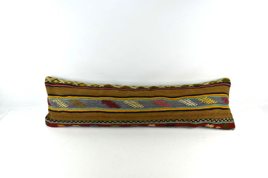 Long Kilim Pillow Cover 12x42 Vintage Ethnic Decorative Kilim Lumbar 4067
