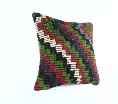 18"x18" Kilim Pillow Cover  Handmade Turkish Vintage Cushion Tribal Lumbar E1380