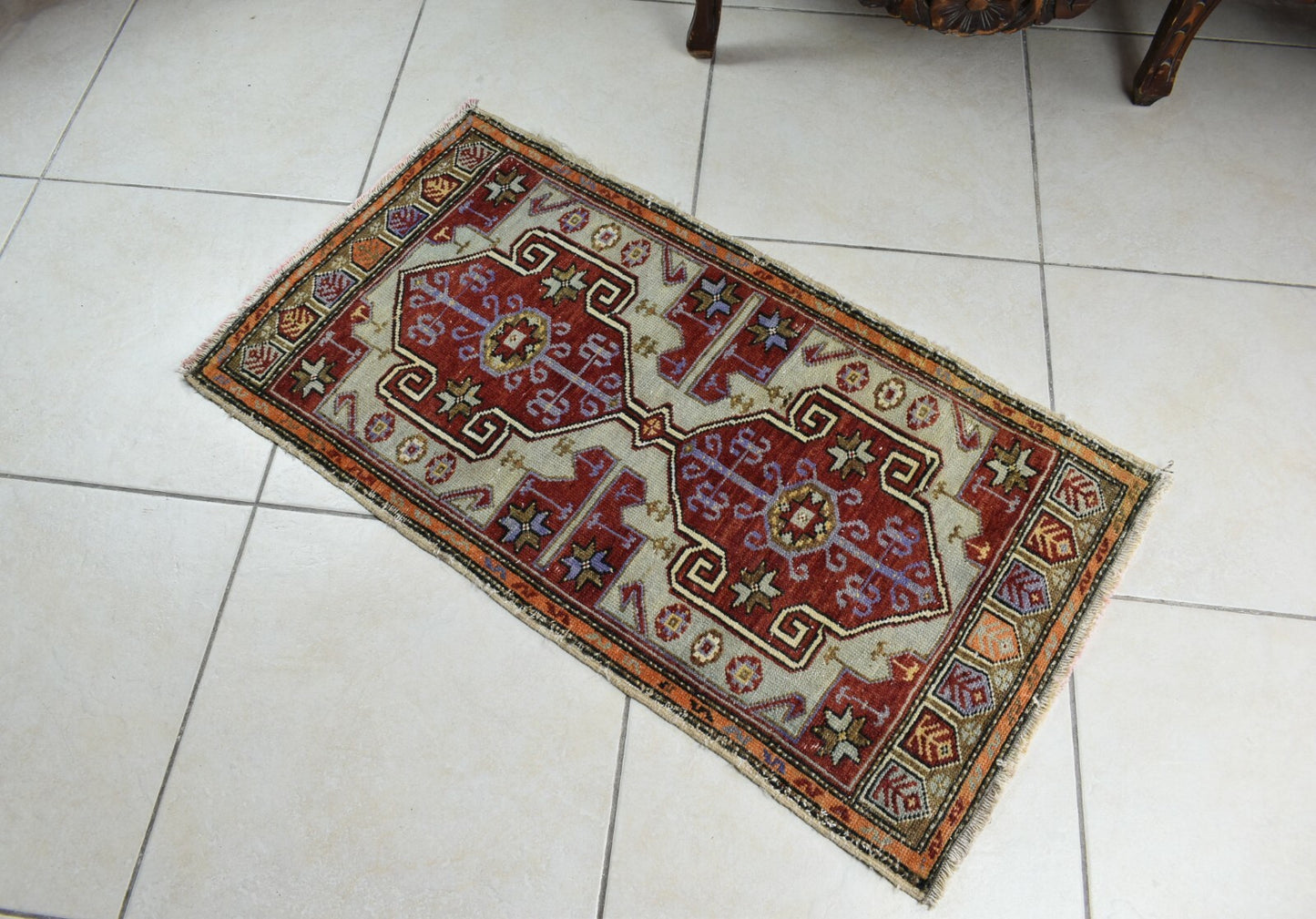 Turkish Runner 3.2x1.7 ft Runner Vintage Oushak Runner Small Faded Runner Y28
