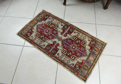 Turkish Runner 3.2x1.7 ft Runner Vintage Oushak Runner Small Faded Runner Y28