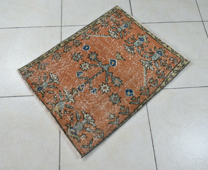 Turkish Runner 2.2x1.8 ft Mini Anatolian Rug Vintage Runner Turkish Runner Y115