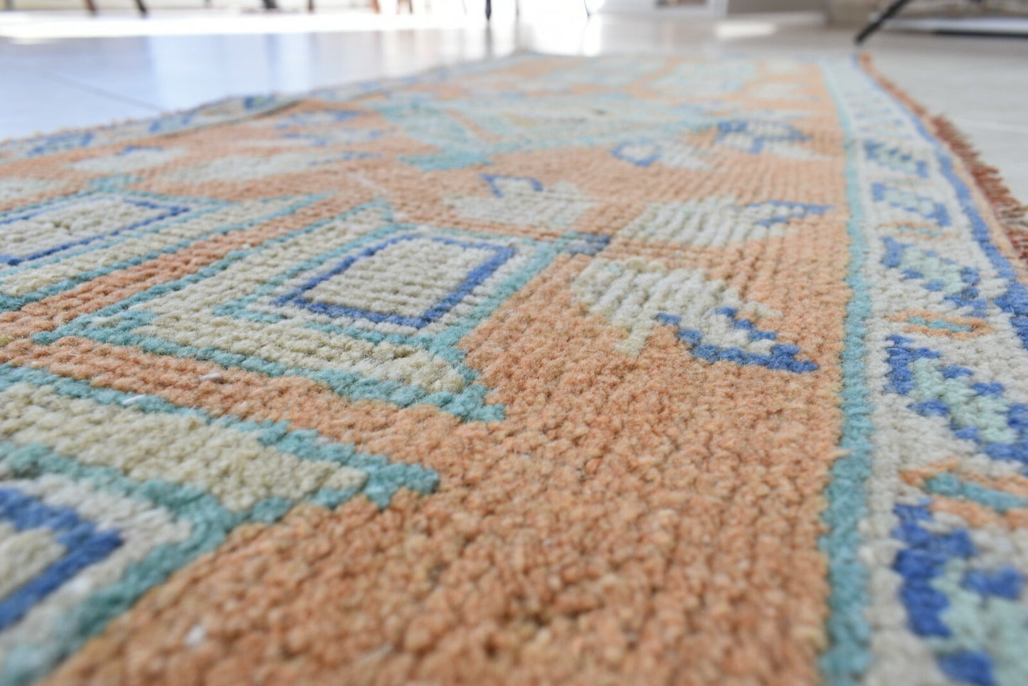 Vintage Runner 4.2x1.5 ft Mini Turkish Rug Oushak Runner Anatolian Runner Y90