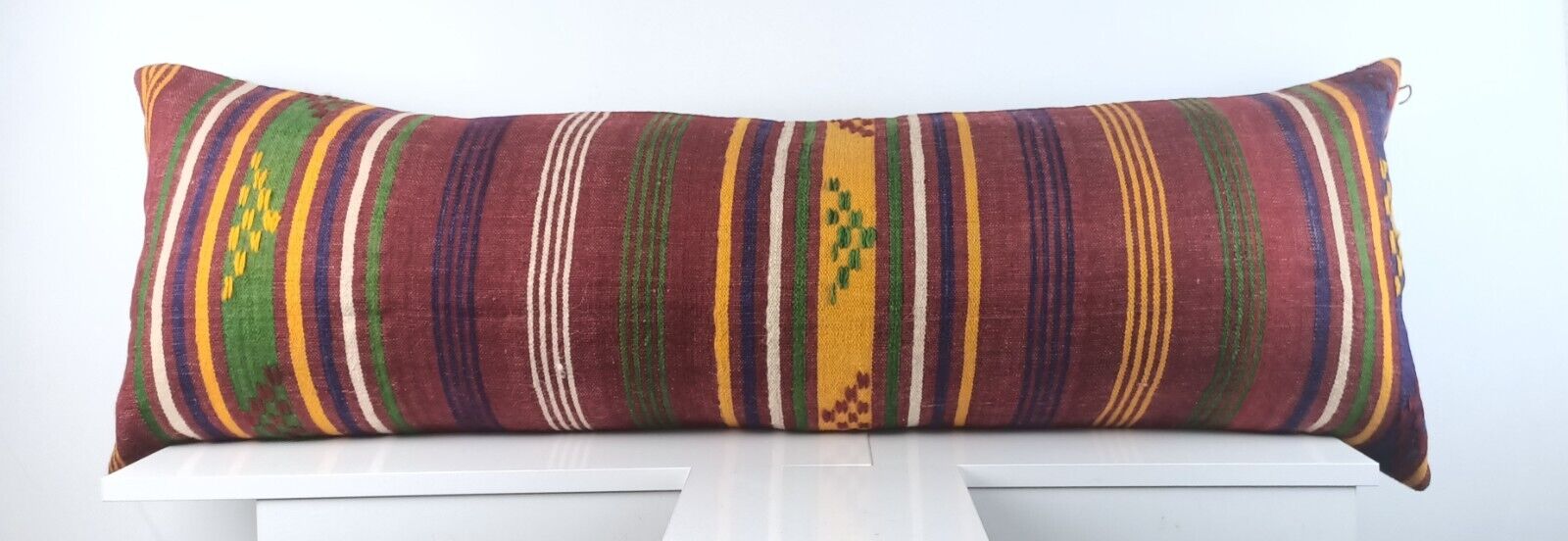 Extra Large Kilim Pillow Cover 16x48 Handmade Ethnic Boho Oriental Lumbar A1563