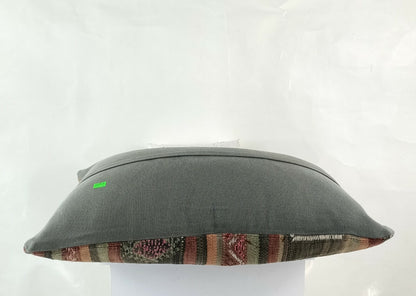 Oriental Ottoman Lumbar Pillow Cover 16x24 Handknotted Turkish Rug Cushion E1250