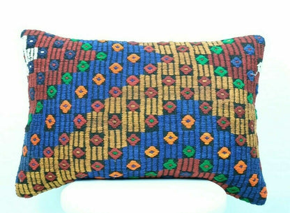 Kilim Pillow Cover 16x24 Handmade Home Decorative Sofa Wool Lumbar Cushion E453